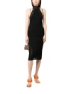 Andreädamo Ribbed Knit Midi Dress With Floating Det In Black