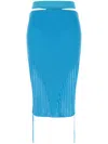 Andreädamo Turquoise Stretch Viscose Blend Skirt In Blue