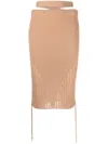 Andreädamo Andreādamo Cut-out Ribbed Midi Skirt In Neutrals
