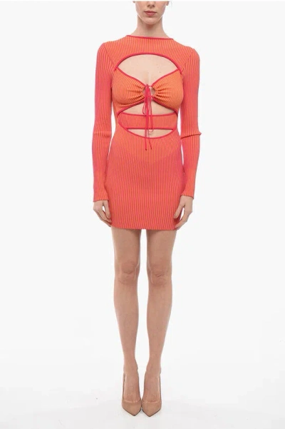 Andreädamo Knitted Mini Dress With Cut Out Detail In Pink