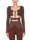 Andreädamo Andreādamo Ribbed Tops In Brown