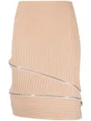 Andreädamo Ribbed Zip-detail Skirt In Neutrals