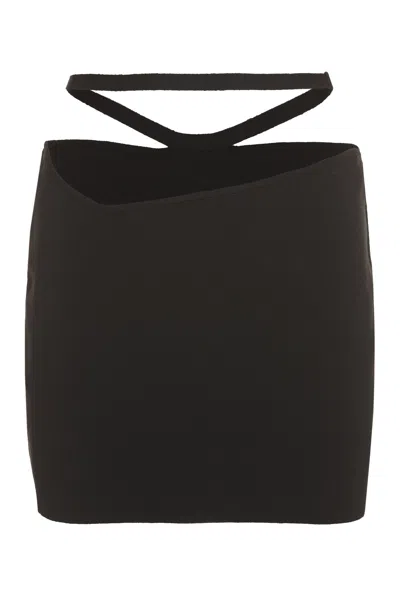 Andreädamo Ribbed-knit Mini Skirt In Black