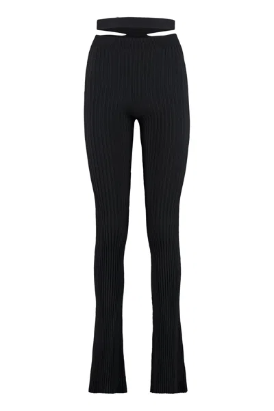 Andreädamo Ribbed Trousers With Cut Out Belt In White