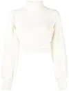 Andreädamo Cropped Cut-out Roll-neck Jumper In Neutrals