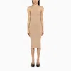 Andreädamo Bodycon Sheath Midi Dress With Back Slit In Pink