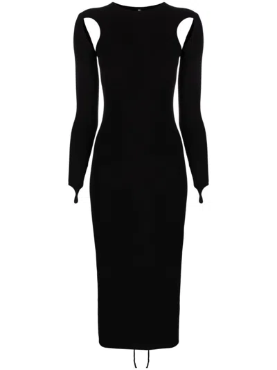 Andreädamo 塑形平纹针织镂空迷笛连衣裙 In Black