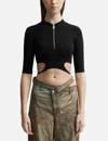 Andreädamo Sculpting Jersey Cut-out Top In Black