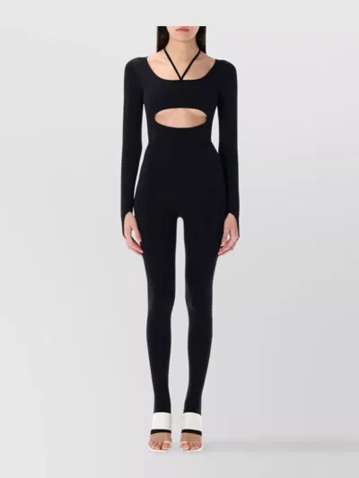 Andreädamo Sculpting Jersey Jumpsuit Featuring Cut-out Detail In Black