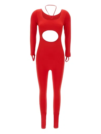 Andreädamo Sculpting Jersey Jumpsuit In Red
