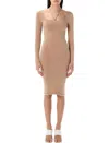 Andreädamo Andreâdamo Sculpting Jersey Midi Dress With Square Neckline In Pink
