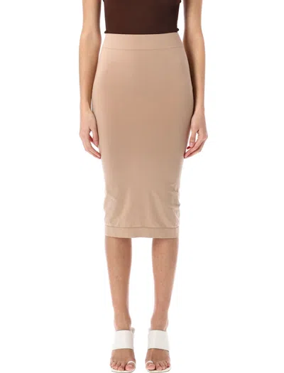 Andreädamo Sculpting Jersey Midi Skirt In Beige