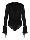 Andreädamo Semi-sheer Long-sleeved Body In Black