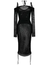 Andreädamo Semi-sheer Midi Dress In Black