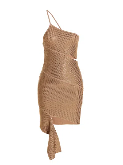 Andreädamo Sequin One Shoulder Dress Dresses Beige
