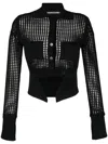Andreädamo Sheer-panel Crop Shirt In Schwarz