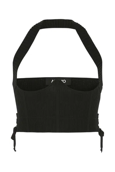 Andreädamo Andreadamo Ribbed Bustier Top For Women In Black