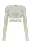 Andreädamo Open Back Knit Top Adorned With Rhinestones In White