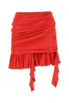 Andreädamo Viscose Mini Skirt With Draped Waistband And Ruffled Hem