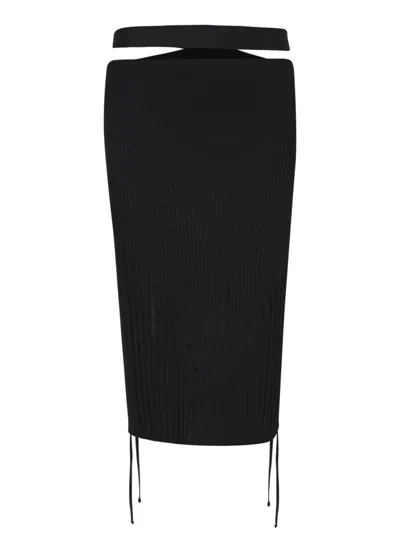 Andreädamo Ribbed Waist-panel Midi Skirt In Black