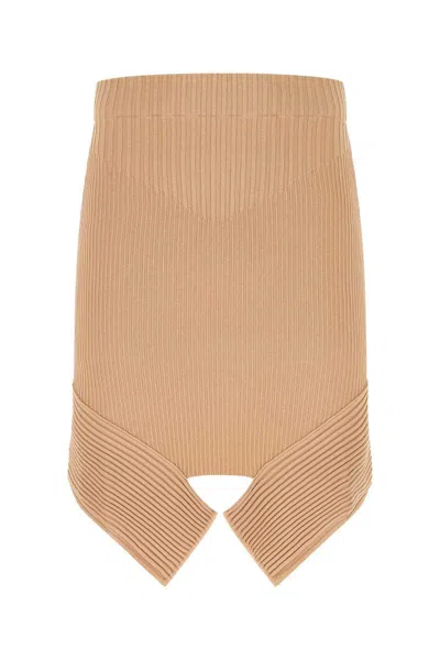 Andreädamo Andreadamo Skin Pink Stretch Viscose Blend Skirt In Brown