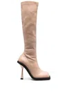 Andreädamo Square-toe Knee-high Boots In Neutrals