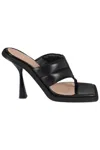 Andreädamo Square Toe Padded Thong Mules In Black Leather