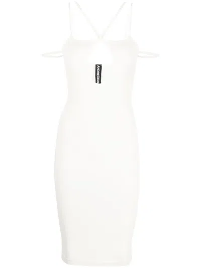 Andreädamo Jersey Double Straps Midi Dress In Ivory
