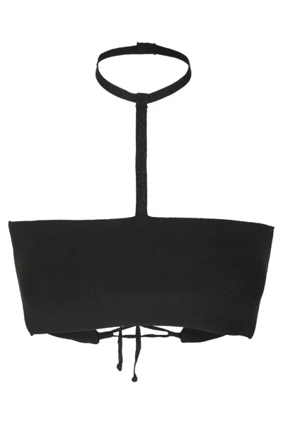 ANDREÄDAMO STRAPLESS BLACK KNIT MINI TOP