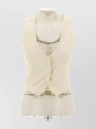 Andreädamo Strappy Detail Jacket With Cut-out Back And Peplum Hem In Neutral