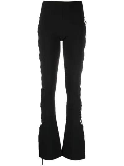 Andreädamo Stretch Knit Cut-out Flared Trousers In Black