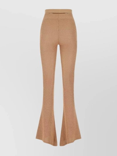 Andreädamo Stretch Mesh Flared Pant In Beige