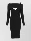 Andreädamo Stretch Viscose Blend Dress With Ribbed Texture In Black