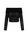 Andreädamo Off-shoulder Horizontal-stripe Top In Black