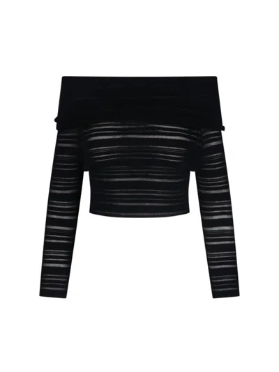 ANDREÄDAMO STRIPED CROP TOP - BLACK
