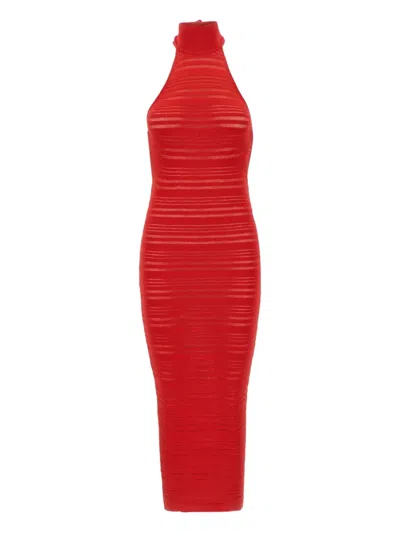 Andreädamo Striped Dress In Red