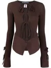 Andreädamo Tie-fastening Long-sleeve Knitted Top In Braun