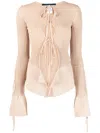 Andreädamo Cut-out Ribbed Top In Nude