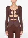Andreädamo Andreādamo Ribbed Tops In Brown