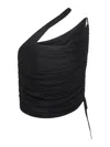 Andreädamo Cropped Jersey Top In Black