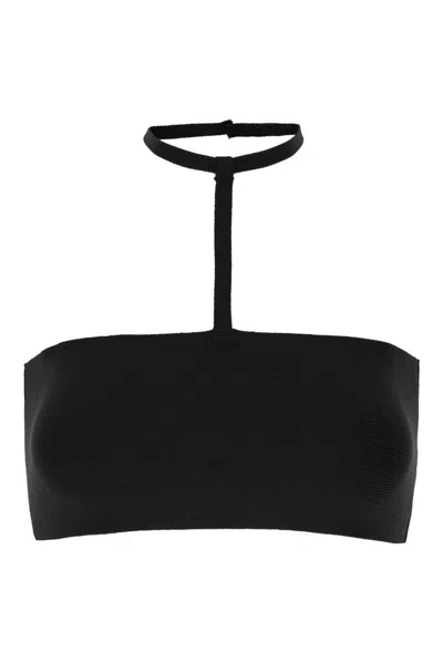 Andreädamo Andreadamo Stretch Knit Halter Neck Mini Top In Black