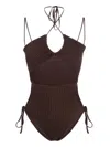 Andreädamo Halterneck Knitted Top In Beige