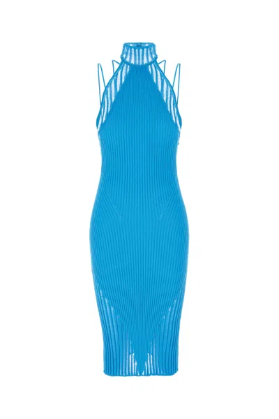 Andreädamo Turquoise Stretch Viscose Blend Mini Dress In 1267