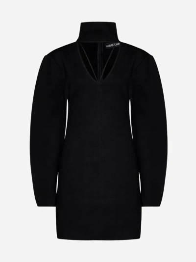 Andreädamo Viscose-blend Knit Mini Dress In Black
