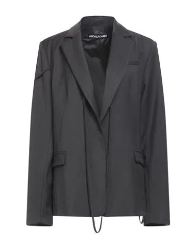 Andreädamo Andreādamo Woman Blazer Charcoal Size M Polyester, Viscose, Elastane In Grey