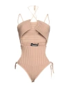 Andreädamo Andreādamo Woman Bodysuit Beige Size S Viscose, Polyester, Polyamide, Elastane In Beige