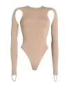 Andreädamo Andreādamo Woman Bodysuit Beige Size S/m Polyamide, Elastane