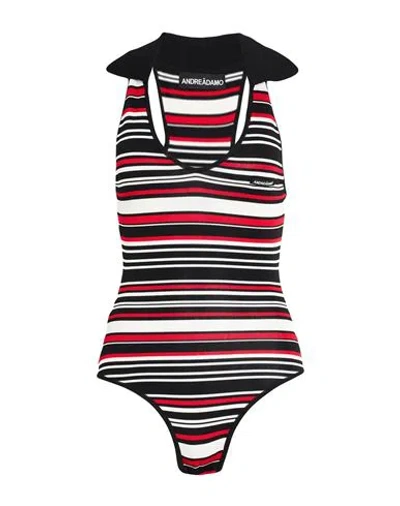 Andreädamo Andreādamo Woman Bodysuit Black Size M Viscose, Polyamide, Elastane In Multi