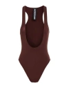 Andreädamo Brown U-neck Body Top In Brown