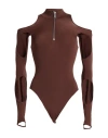 Andreädamo Andreādamo Woman Bodysuit Brown Size Xxs/xs Polyamide, Elastane In Brown